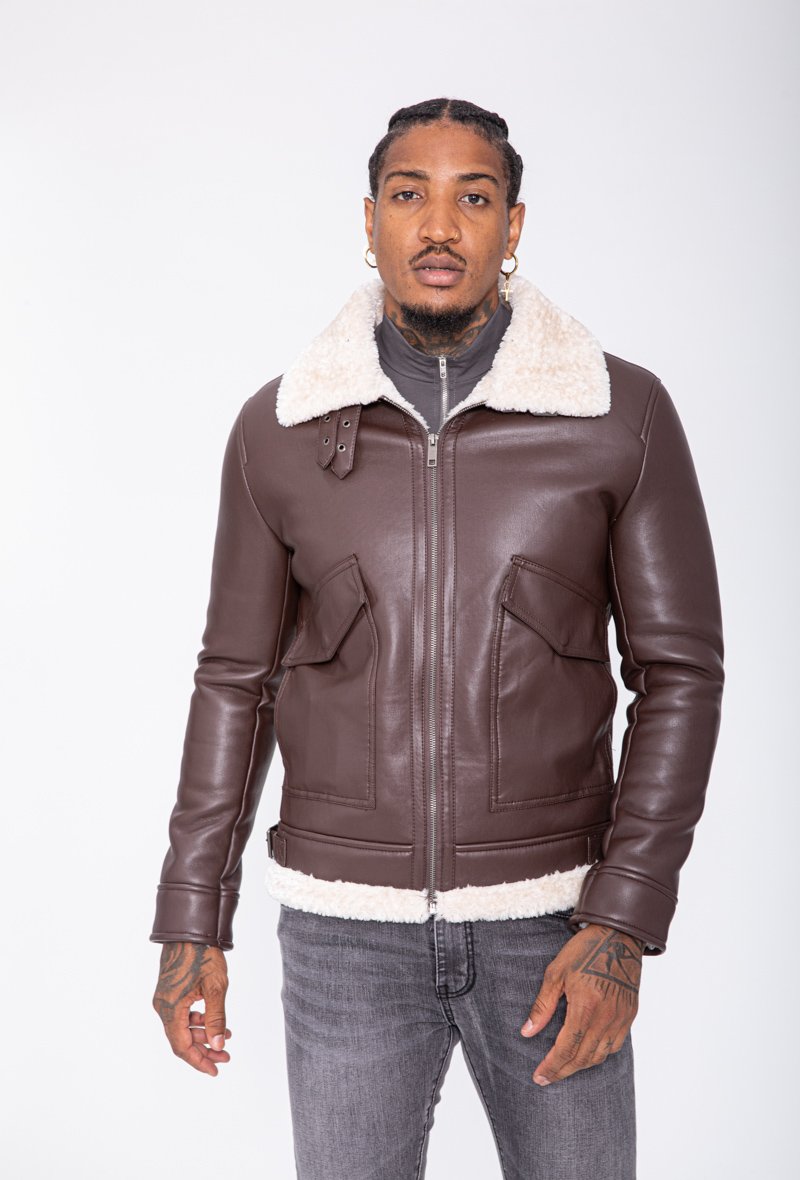 Veste Avec Col Fourrure Homme Fourrure Homme Manteau Cuir Moumoute