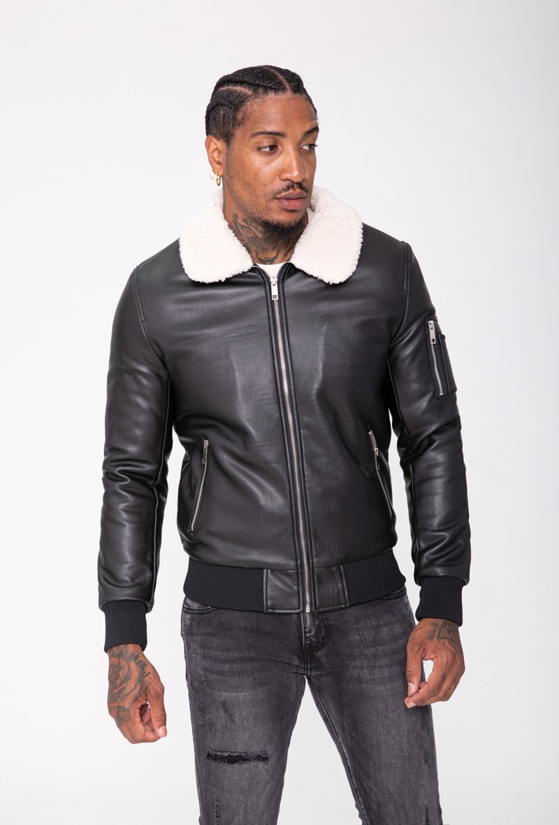 Bomber jacket with sheep collar