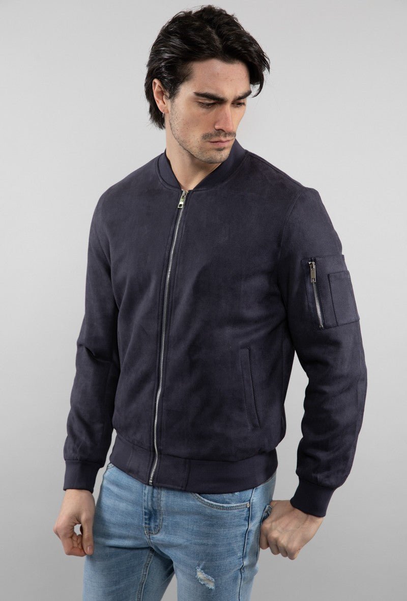 Faux suede bomber