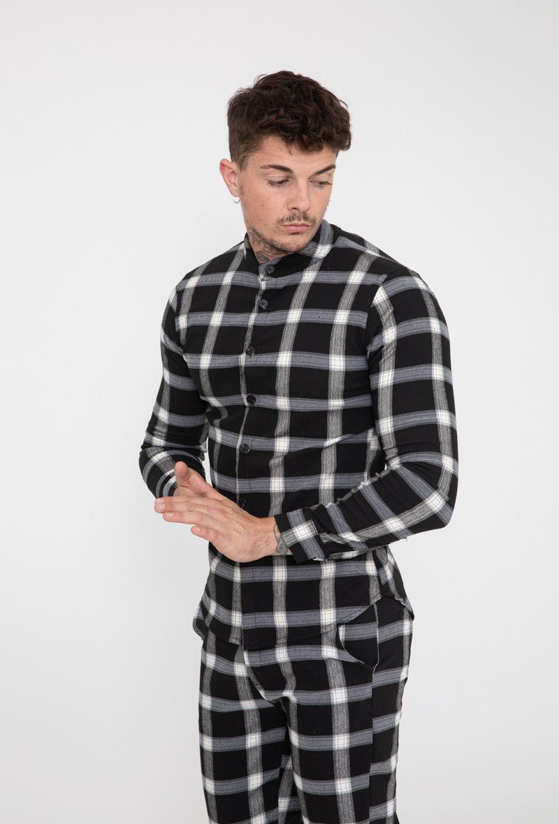Chemise à carreaux col mao - Frilivin