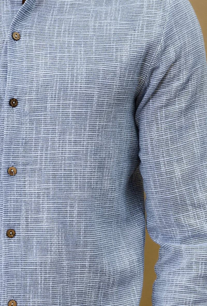 Chemise à col mao effet lin - Frilivin