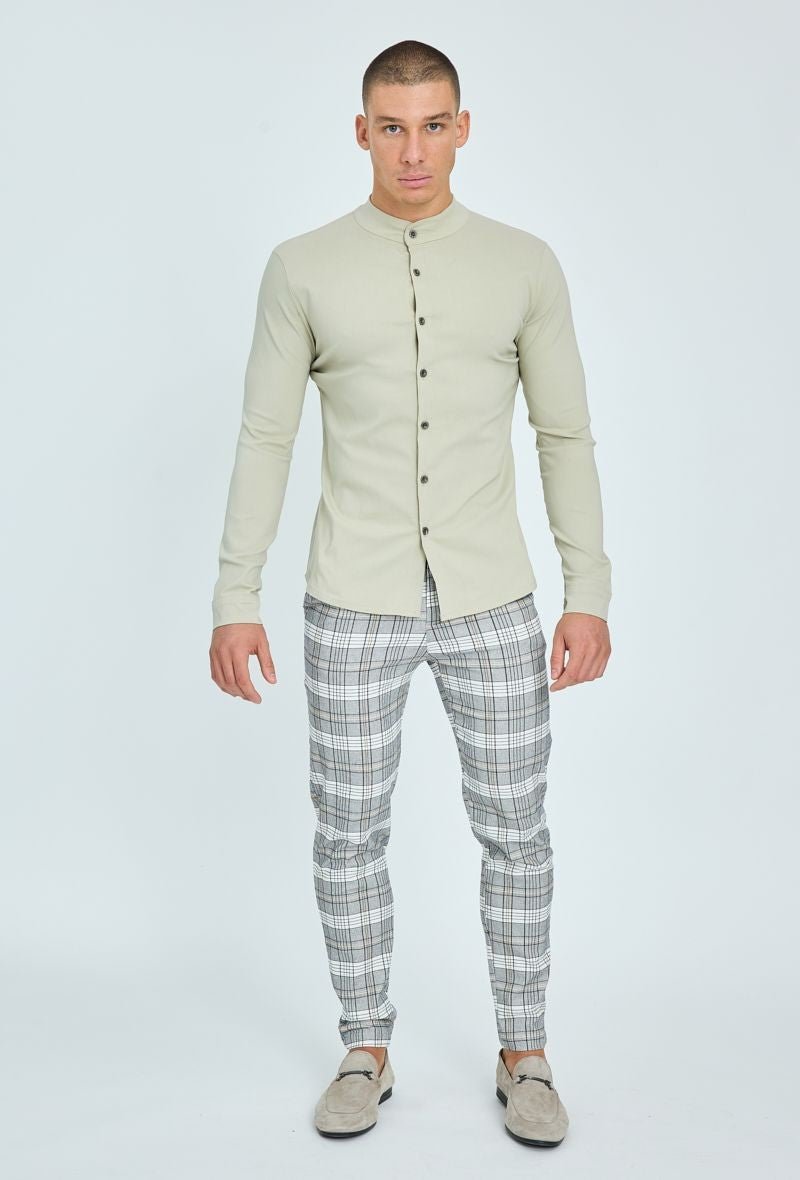 Mao collar shirt with fancy buttons
