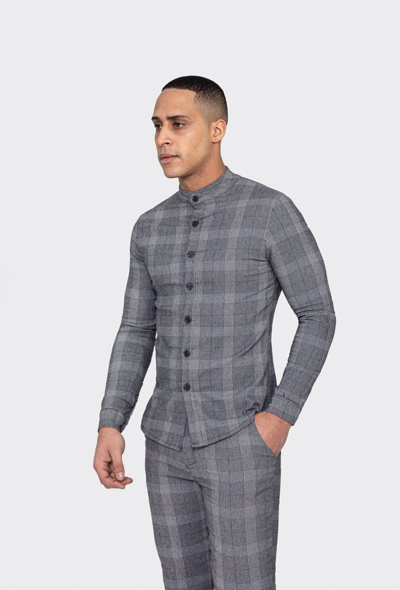 Chemise col mao à carreaux - Frilivin