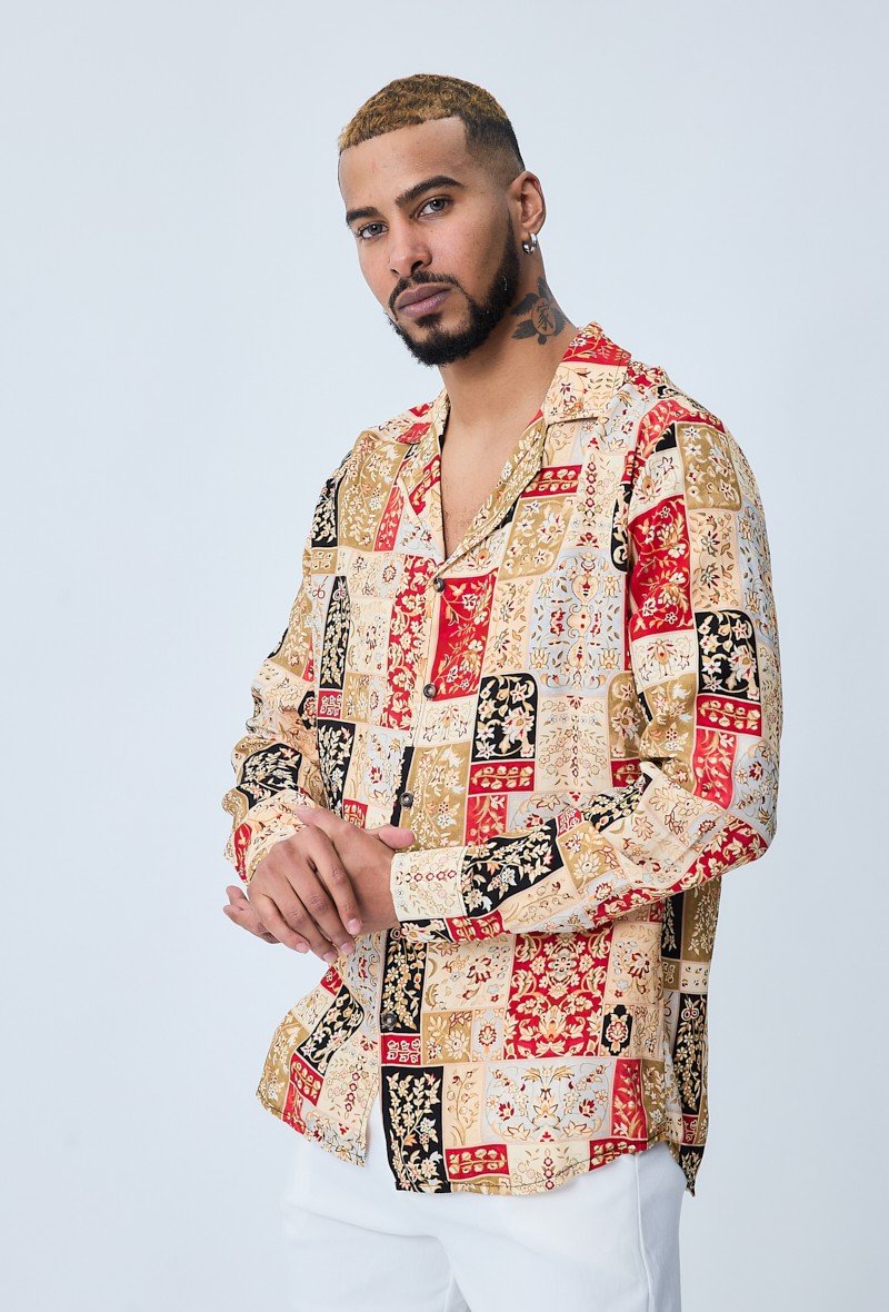 Chemise légère manches longues à motif fleuri - Frilivin