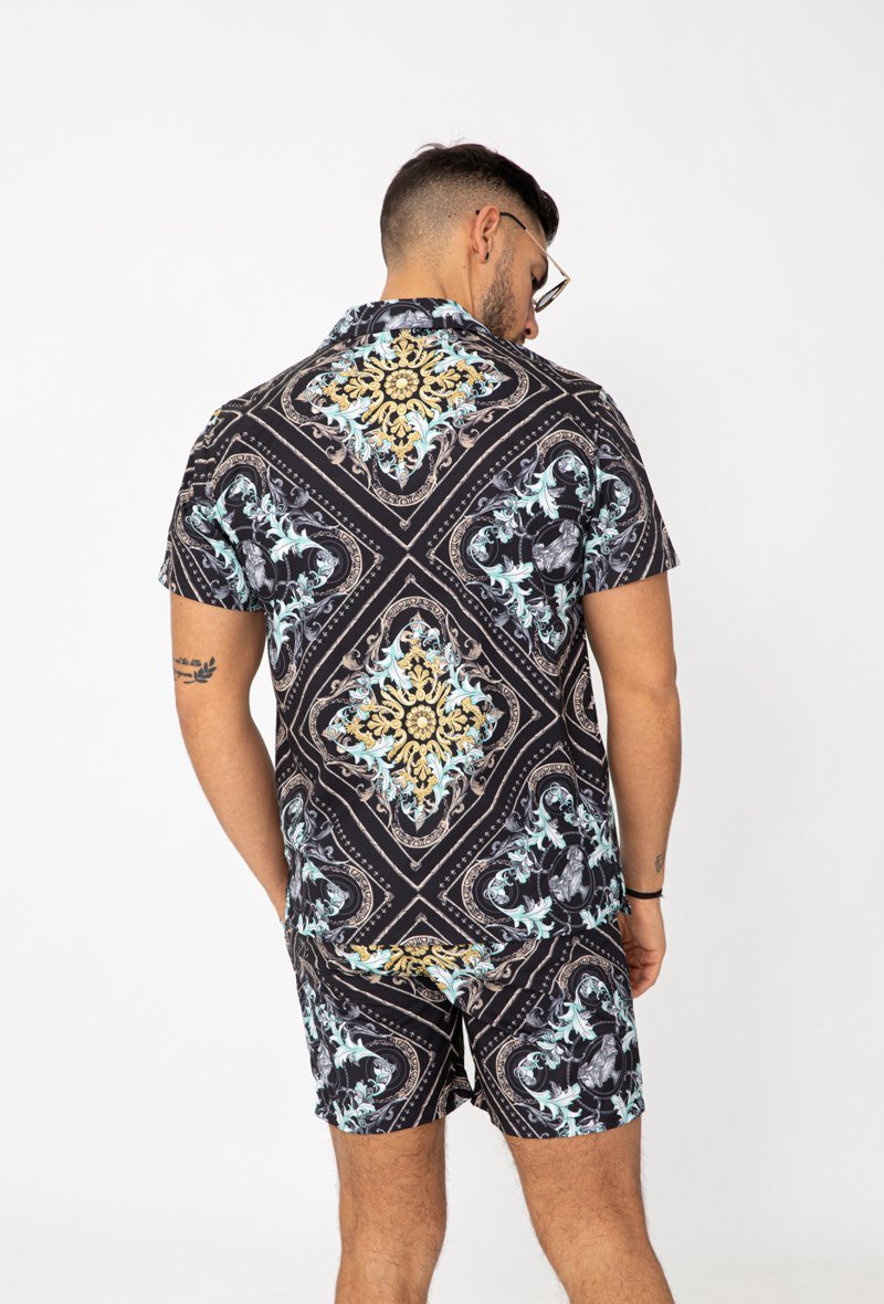 Chemise manches courtes à motif baroque - Frilivin