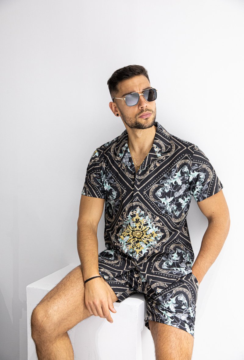 Chemise manches courtes à motif baroque - Frilivin