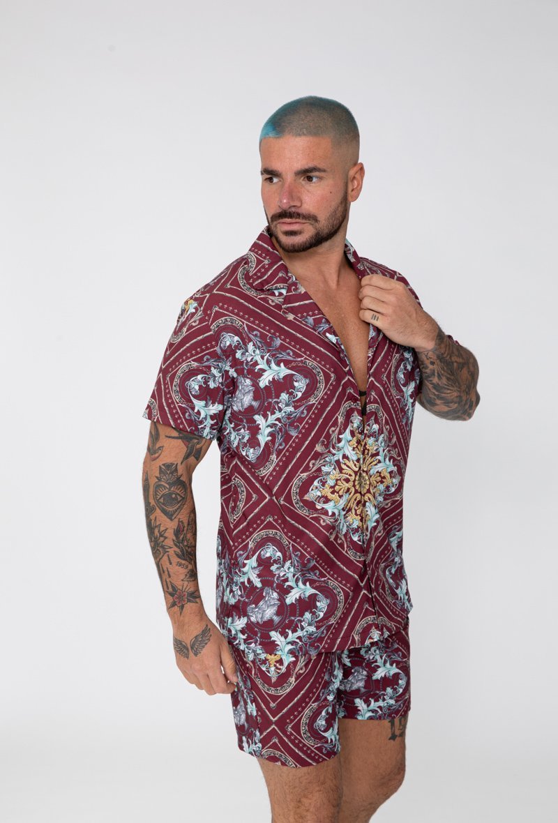 Chemise manches courtes à motif baroque - Frilivin