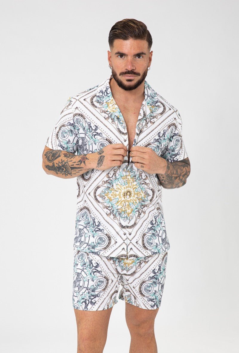 Chemise manches courtes à motif baroque - Frilivin