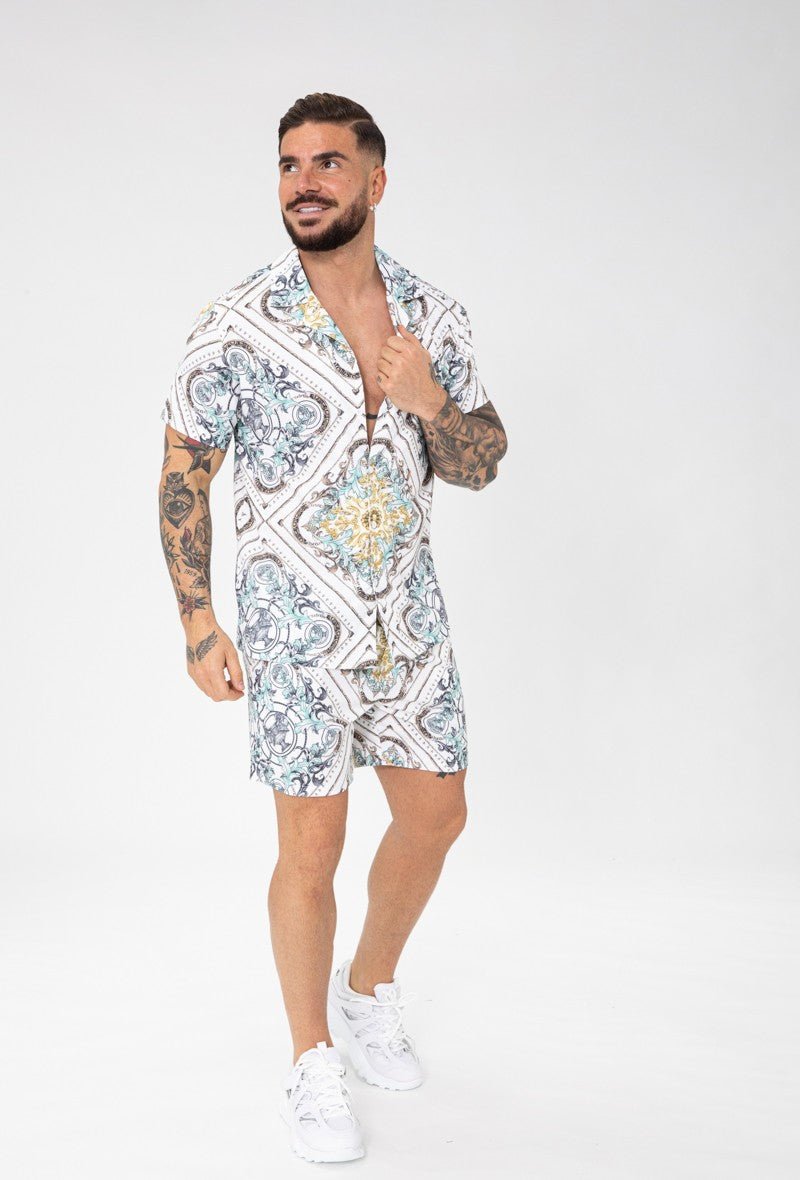 Chemise manches courtes à motif baroque - Frilivin