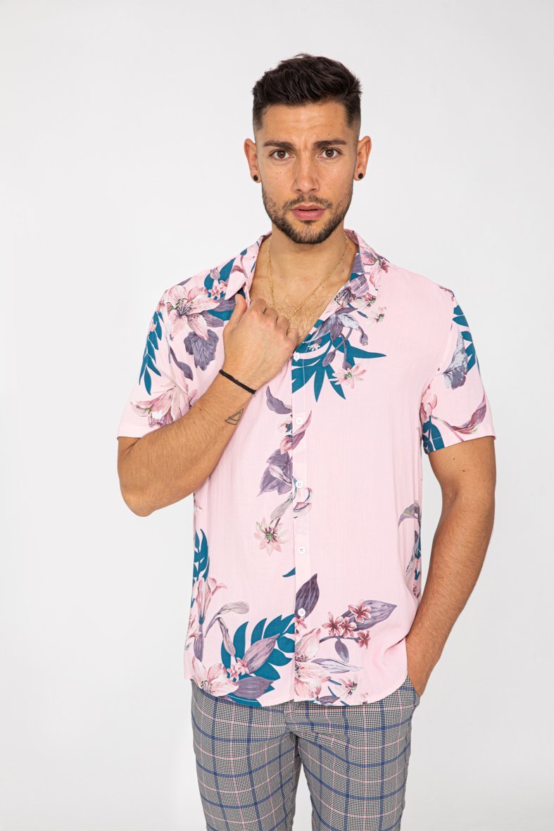 Chemise manches courtes fleuri - Frilivin