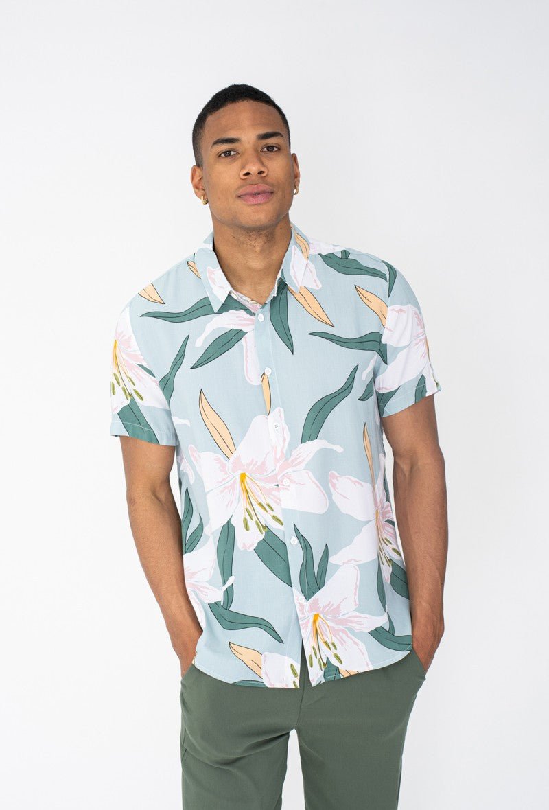 Chemise manches courtes fleuri - Frilivin