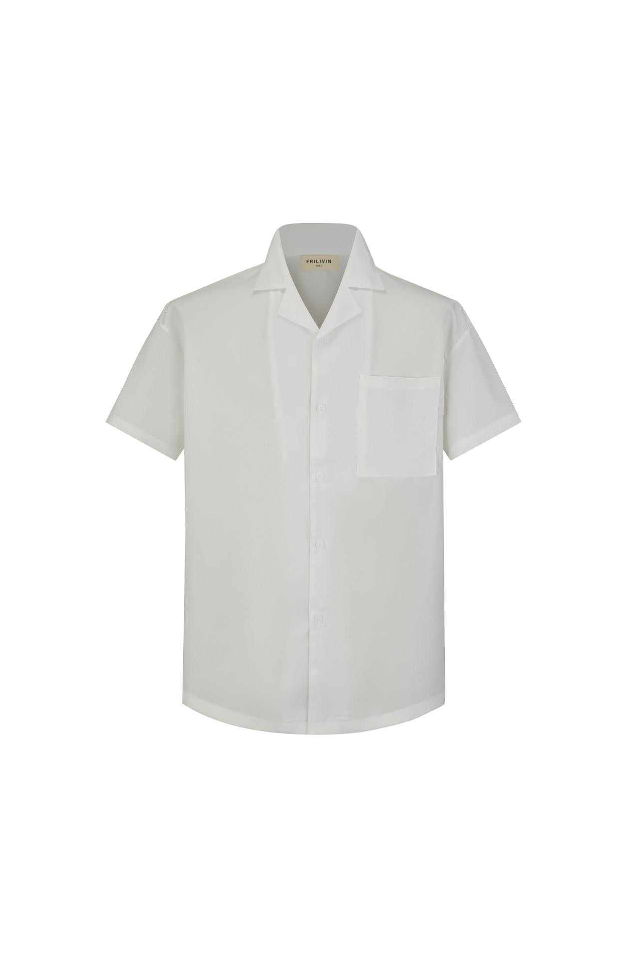 Chemise toile manches courtes unie - Frilivin