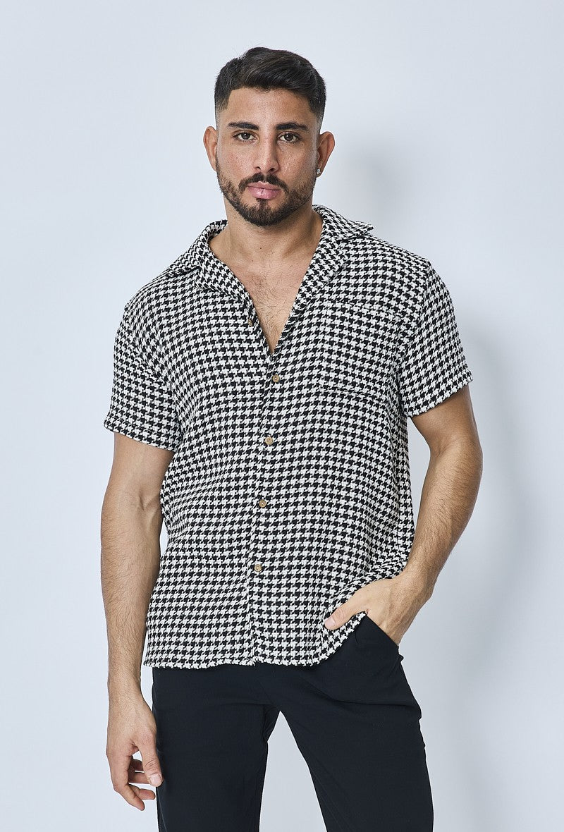 Chemise tweed à carreaux manches courtes - Frilivin