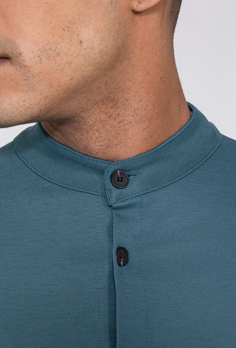 Chemise uni col mao à manches longues - Frilivin