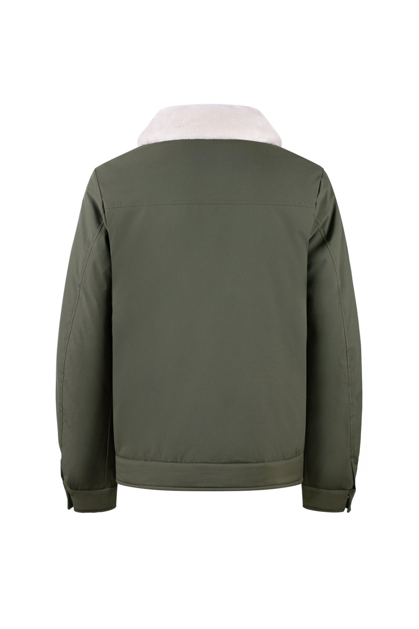 Bomber down jacket with fur collar